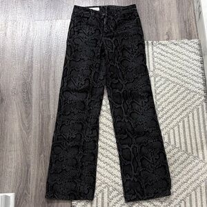 Zara Black Snake-Pattern Wide Leg Pants